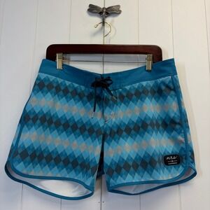 NRS Gorpcore Swim Geometric Board Shorts Women Size 8 Quick Dry Surf Beach Chic